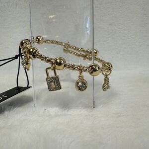 Jones‎ New York Bracelet Adjustable Lock, Key & Heart Charms - NWT